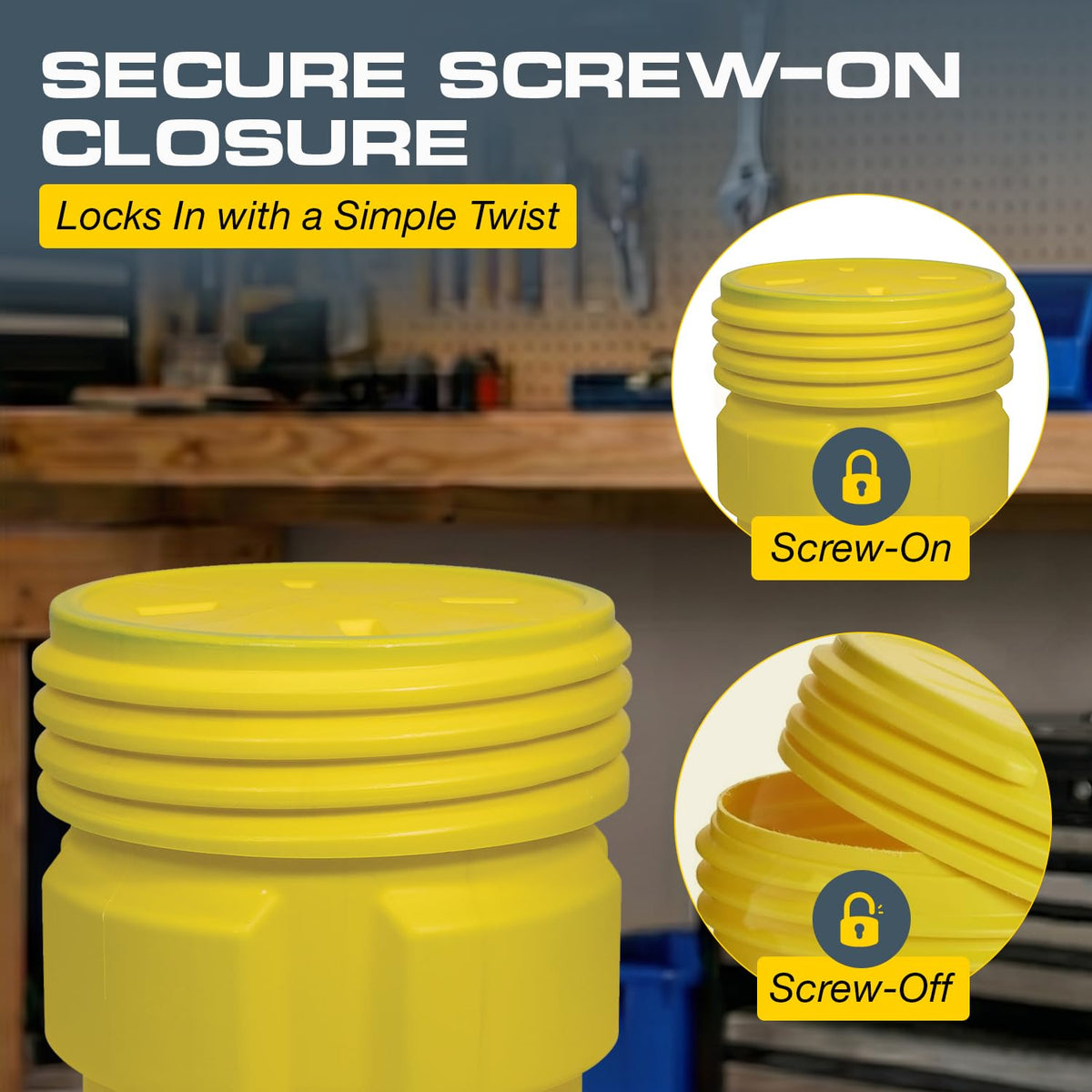 Plastic Drum by Eagle – 65 Gallon, 65.0 gallons, Plastic, Yellow, Model 1661
