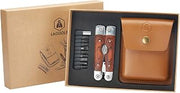 Laguiole 40268486 Multi-Purpose Pliers (8 Functions) in Stainless Steel with Pakkawood Handle and Brown Leather Case