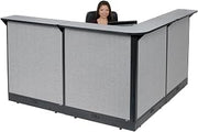 Global Industrial 80"W x 80"D x 46"H L-Shaped Electric Reception Station, Gray Counter/Gray Panel