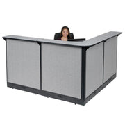 80"W x 80"D x 46"H L-Shaped Electric Reception Station by Global Industrial – Gray, Model 249009EGG