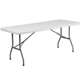 6-Foot Granite White Plastic Folding Table by Flash Furniture – 6 feet, Metal, Plastic, Plastic: Polyethylene, Granite White, Model DAD-YCZ-183B-GW-GG