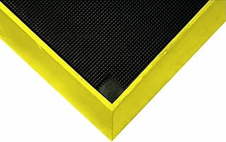 Footbath Mat - Black/Yellow. Shoe Mat - 5 Gallon Capacity. Tall Wall for Cleaning Solutions. 32"" L x 39"" W x 2-1/2"" Thickness. For Food Processing Facilities (222.2.5x32x39BK)