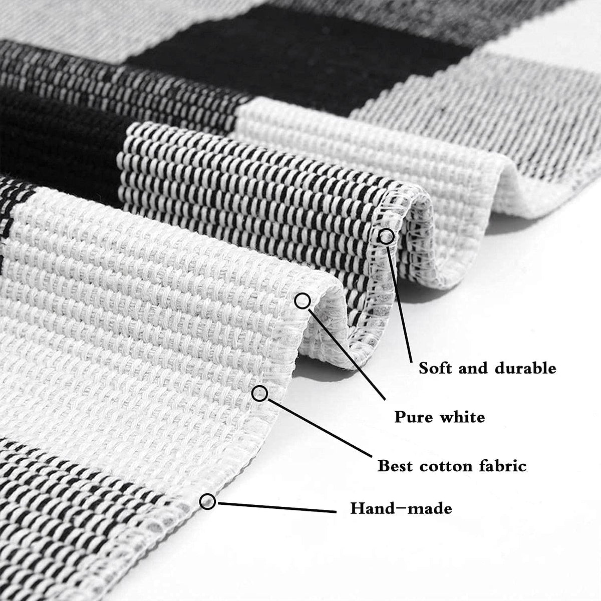 Seeksee Buffalo Check Outdoor Rug, 27.5 x 43 Inches, Black and White