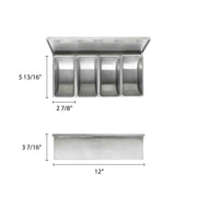 Thunder Group Bar Condiment Dispenser Countertop Design 4-compartment by Excellante – 6-1/2 by 12-1/2 by 4-Inch, Stainless Steel, Silver, Model SSCD004