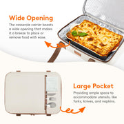 Lifewit Expandable Insulated Casserole Carrier, Double Decker, Cream
