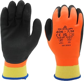 SHOWA 406 Full Double Coated Natural Rubber Latex Insulated General Purpose Winter Work Gloves with Nylon Blend Liner, Large (1 Pair)