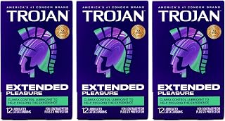 TROJAN Extended Pleasure Condoms - 12 Count Pack of 3