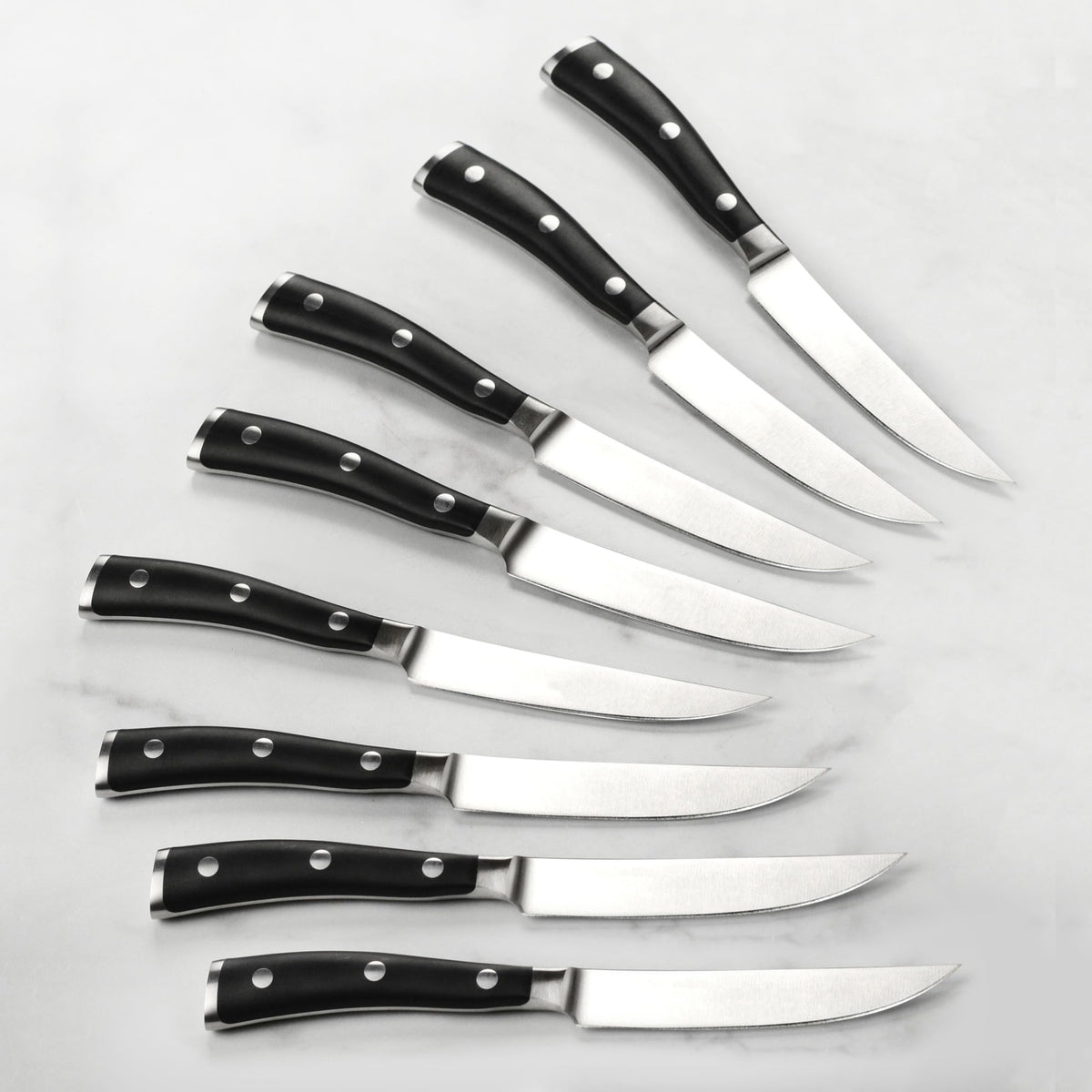 Wusthof Classic Ikon 8-piece Steak Knife Set with Wood Case by Wüsthof – 8-piece, High Carbon Stainless Steel, Stainless Steel / Black, Pack of 8