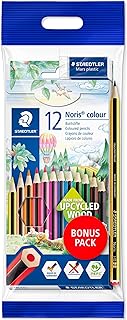 STAEDTLER 185 SET2 Noris Colour Colouring Pencils + FREE Tradition HB Pencil and Mars Eraser (Pack of 12 Pencils)