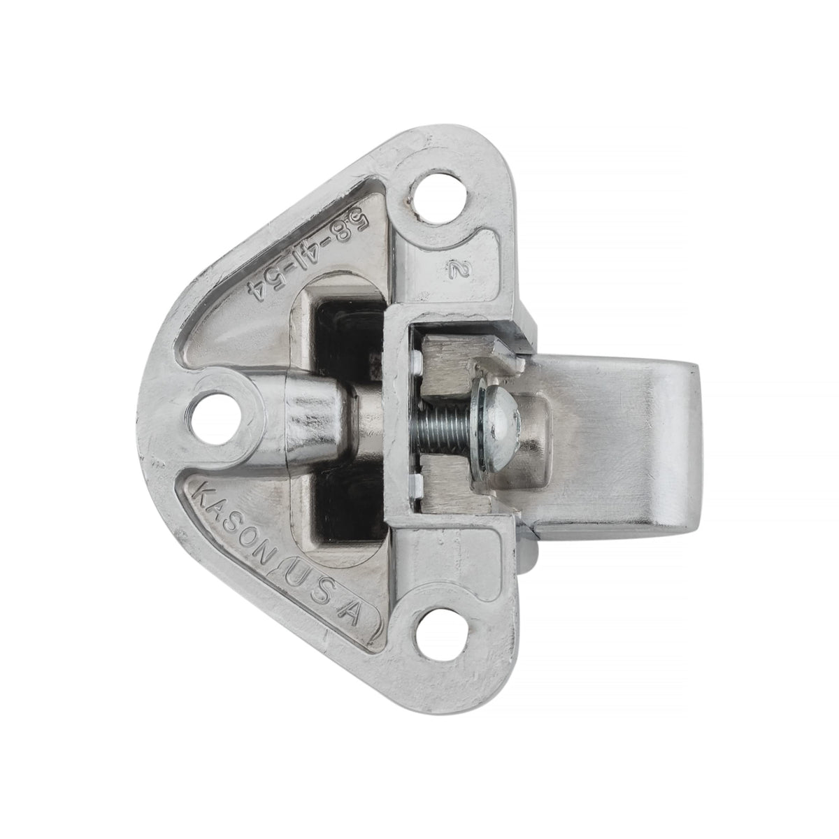 0058 Safeguard Radial Latch Strike by Kason – Vinyl, Silver, Model 10058005001