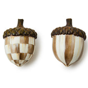MacKenzie-Childs Acorn Sculptures, Set of 2, Mocha Check