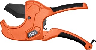 KLEIN TOOLS 50080 Ratcheting PVC Pipe Cutter, Cuts 2-Inch ID PVC, CPVC, PEX Pipes, One-Handed Operation, Replaceable Blades