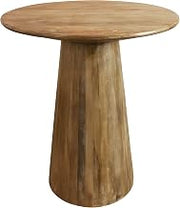 Starlight Canyon Home Solid Mango Wood Round Bar Table with Mid-Century Pedestal Base, Counter Height Table for Kitchen or Breakfast Bar Use, Distressed Natural