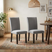 Doxon Light Grey Upholstered Side Chair Set of by Starlight Canyon Home – Flannelette, Solid Wood, Wood Veneer, Engineered Wood, Grey, Pack of 2
