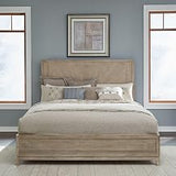 Liberty Furniture Brentwood King Panel Bed Contemporary Bedroom Bed Frame - Sandstone Oak Wood