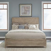 Liberty Furniture Brentwood King Panel Bed Contemporary Bedroom Bed Frame - Sandstone Oak Wood