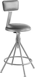 National Public Seating (6524HB) - 24-28" Adjustable Premium Swivel Stool with Backrest