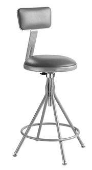 (6524HB) - 24-28" Adjustable Premium Swivel Stool with Backrest by National Public Seating – unspecified, Vinyl, Grey, Model #6524HB
