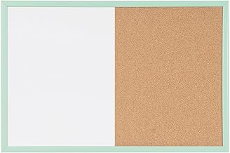 MasterVision Pastel Combo Bulletin and Dry Erase Board, 24" x 18", Green Frame, Decorative Magnetic Whiteboard and Cork Board, Wall Décor for Home, Office, Dorm, or Classroom