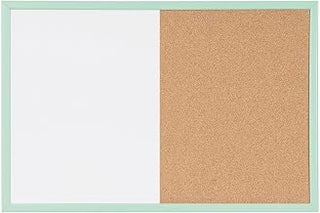 MasterVision Pastel Combo Bulletin and Dry Erase Board, 24" x 18", Green Frame, Decorative Magnetic Whiteboard and Cork Board, Wall Décor for Home, Office, Dorm, or Classroom