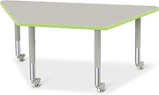 Jonti-Craft Berries 6443JCM130 Trapezoid Activity Tables - 30" X 60", Mobile - Freckled Gray/Key Lime/Gray