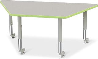 Jonti-Craft Berries 6443JCM130 Trapezoid Activity Tables - 30" X 60", Mobile - Freckled Gray/Key Lime/Gray