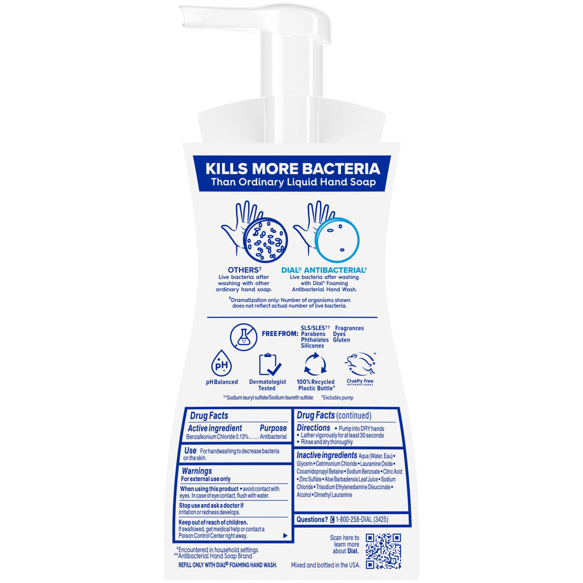 Antibacterial Defense Foaming Hand Soap + Aloe by Dial – 7.5 Ounce (Pack of 6), Clear, Pack of 6, Model Dial Foaming 7.5