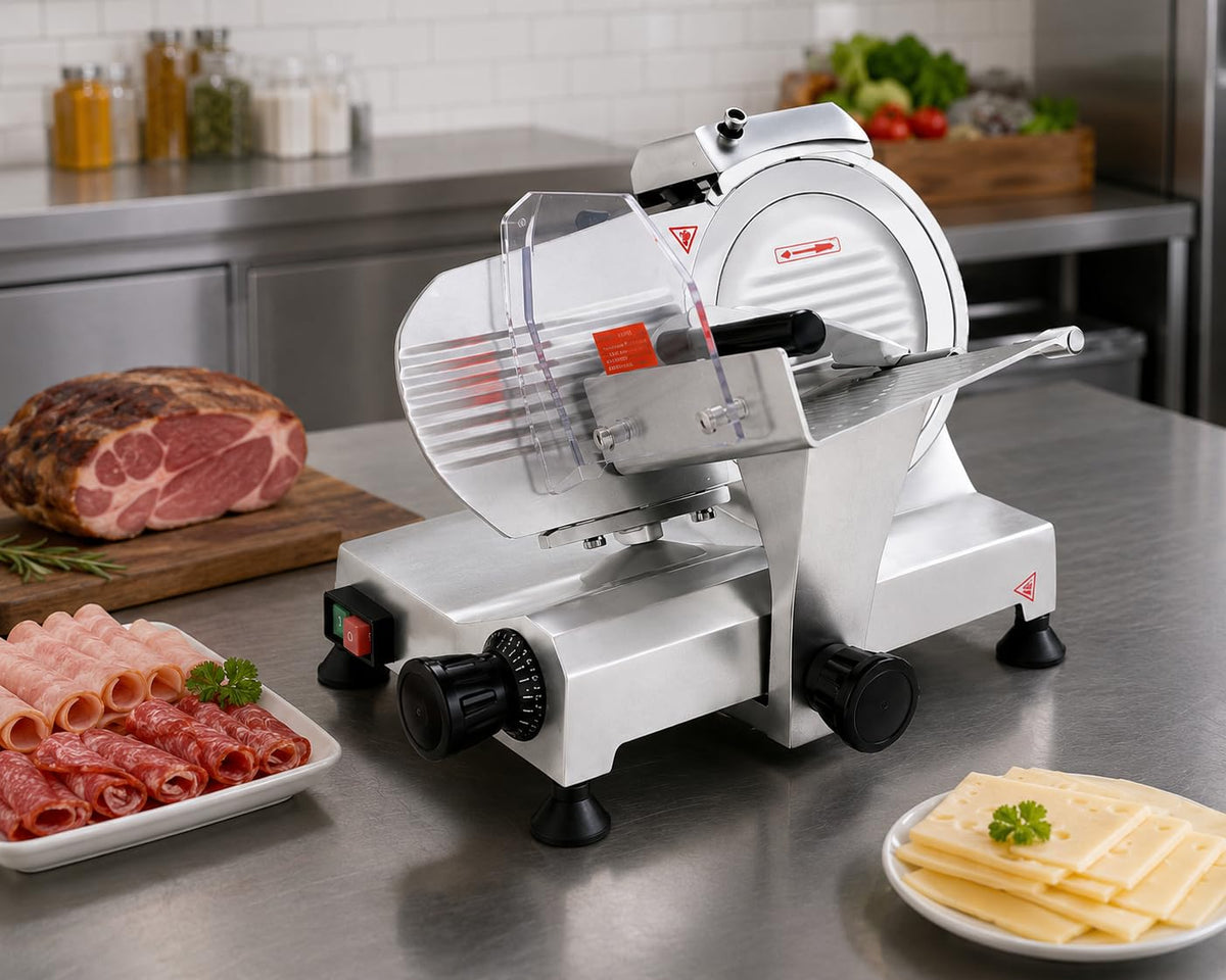 Commercial Meat Slicer by Eurodib – Aluminum, Silver, Model HBS-195JS