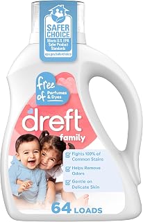 Dreft Liquid Laundry Detergent for Family, Unscented Laundry Detergent, 84 fl oz, 64 Loads