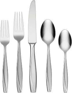 Oneida Cleo 45-Piece 18/0 Silverware Set for 8, Flatware | mirror finish, dishwasher safe | includes serving spoons and utensil set | cutlery set, wedding silverware