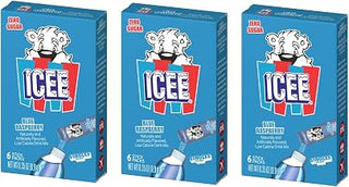 Icee Blue Raspberry Singles To Go - Pack of 3 - Powdered Drink Mix - Zero Sugar - 6 Sticks Per Box - 18 Servings