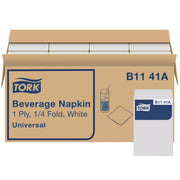 Tork White Beverage Napkin, 1/4 Fold 1-ply, 8 x 500 napkins, B1141A