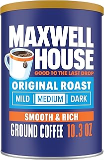 MAXWELL HOUSE Ground Coffee, Original Roast, 10.3 oz Canister | Smooth & Rich Medium Roast Coffee, Full-Bodied Flavor, Rich Aroma, Roasted in the USA Since 1892, Certified Kosher
