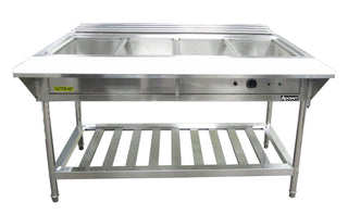 4 Bay Water Bath Steam Table by Adcraft – 31.52 cubic_feet, Stainless Steel, Silver, Model EST-240
