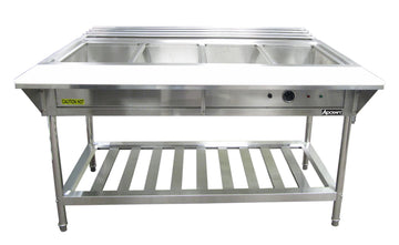 4 Bay Water Bath Steam Table by Adcraft – 31.52 cubic_feet, Stainless Steel, Silver, Model EST-240