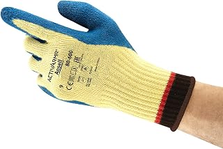 Ansell PowerFlex Plus 80-600 Kevlar Glove, Blue Latex Coating, Large, Size 9 (Pack of 12 Pairs)