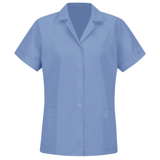 Women's Standard Gripper Front Short Sleeve Tunic by Red Kap – Medium, Polyester, Light Blue, Model TP27LB