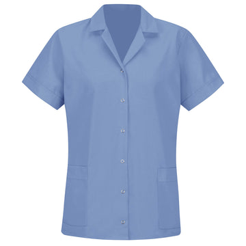 Women's Standard Gripper Front Short Sleeve Tunic by Red Kap – Medium, Polyester, Light Blue, Model TP27LB