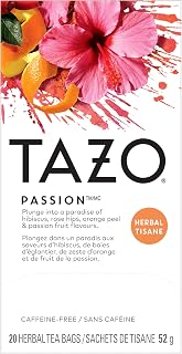 TAZO Passion Herbal Tea Bags, Hot or Iced, Caffeine Free, 20 Total Tea Bags