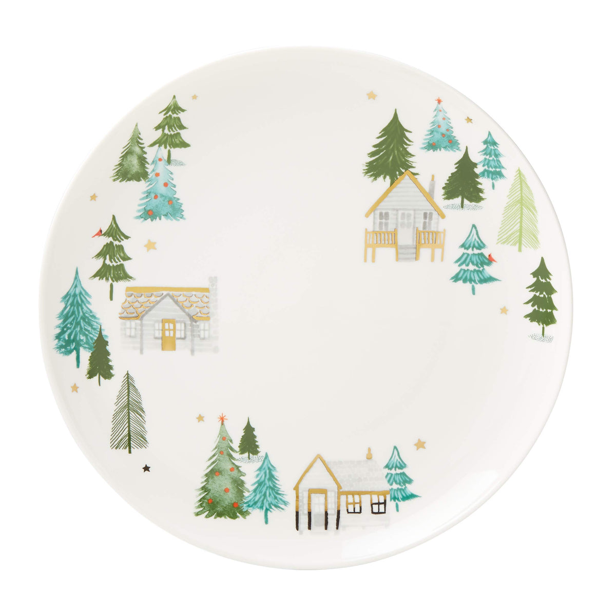 Balsam Lane Round Turkey Platter by Lenox – 12.5", Porcelain, Green, Model 890756