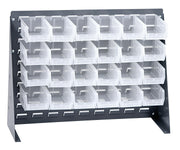 QUANTUM STORAGE SYSTEMS Clear / 21" H x 28" W x 8" D / 8" L x 5" W x 3" H 24 Ultra Clear Bins Open Storage Bins