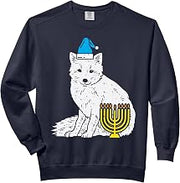 Jewish Arctic Snow Fox Menorah Hanukkah Chanukah Animal Comfort Colors Adult Sweatshirt