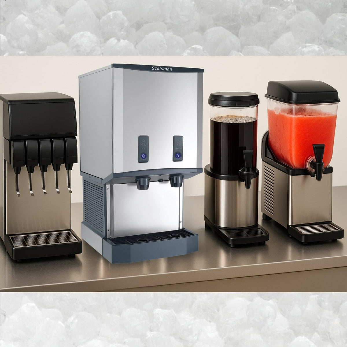 Meridian Push-Button Countertop Nugget Ice & Water Dispenser by Scotsman – 500-lb./Day XL Bin, 40.0 pounds, Stainless Steel, Model HID540AB-1