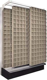 QUANTUM STORAGE SYSTEMS Quantum G-725569-56IV Gondola Slider System with QTB305, QTB306, QTB309 Ivory Container Bins | for Commercial Product Merchandising Display | (364) Bin Compartments | 48"W x 19"D x 75"H, Carbon Steel