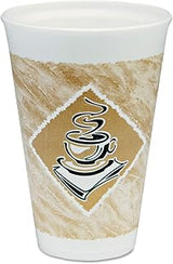 DART 16X16GPK Cafe G Hot/Cold Cups Foam 16 oz White/Brown with Green Accents 25/Pack
