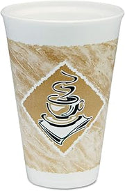 DART 16X16GPK Cafe G Hot/Cold Cups Foam 16 oz White/Brown with Green Accents 25/Pack