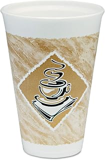 DART 16X16GPK Cafe G Hot/Cold Cups Foam 16 oz White/Brown with Green Accents 25/Pack