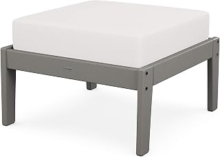 Polywood Ottoman, Slate Grey/Textured Linen