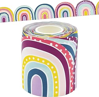 Teacher Created Resources Oh Happy Day Rainbows Die-Cut Rolled Border Trim - 50ft - Decorate Bulletin Boards, Walls, Desks, Windows, Doors, Lockers, Schools, Classrooms, Homeschool & Offices