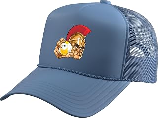 Spartan Trojan Roman 9 Ball Pool Warrior Gladiator Cartoon Trucker Hat with Adjustable Mesh Back